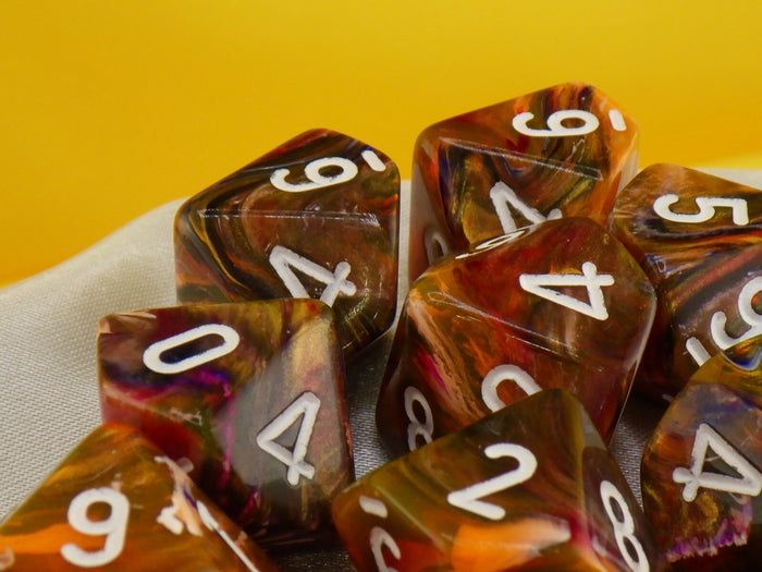 Chessex Festive Symphony White 10D10 16mm Dice Set (10 Dice)