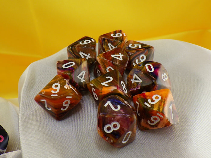 Chessex Festive Symphony White 10D10 16mm Dice Set (10 Dice)