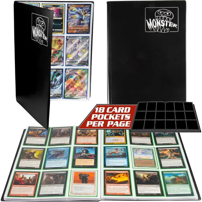 Monster Protectors Monster Binder 9-Pocket Card Album: Matte Black with White Pages (Holds 360)