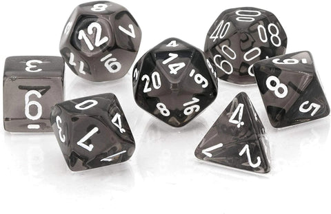 Chessex Polyhedral Translucent Dice Set: Smoke/White
