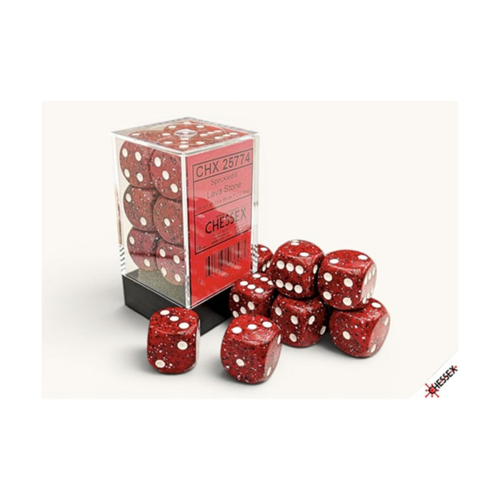 Chessex Speckled Dice d6 16mm: Lava Stone (12 Pack)