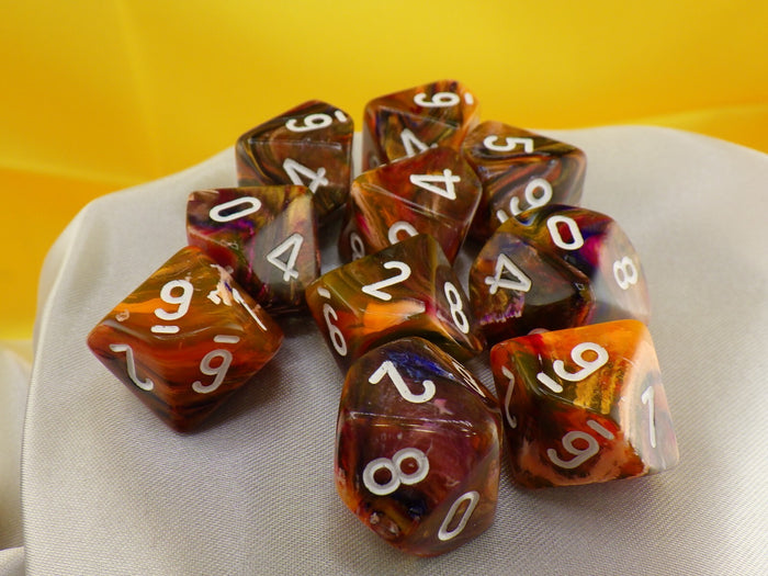 Chessex Festive Symphony White 10D10 16mm Dice Set (10 Dice)