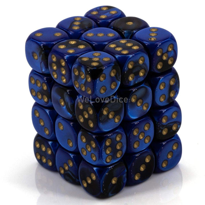 Chessex Dice Block: 36 Gemini Black-Blue with Gold d6 Dice