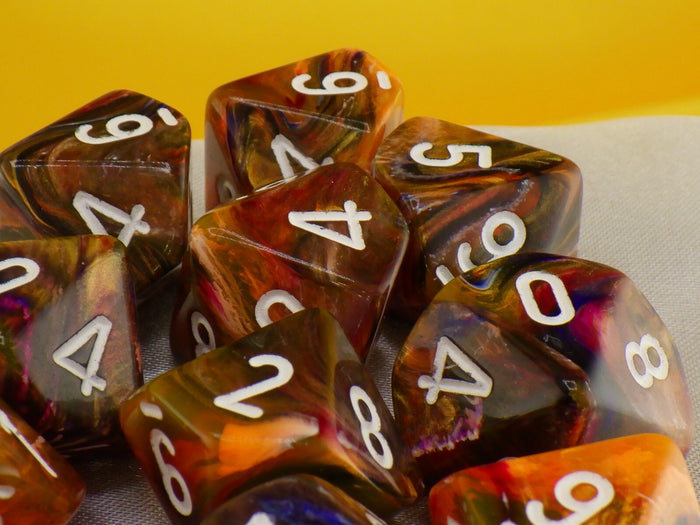 Chessex Festive Symphony White 10D10 16mm Dice Set (10 Dice)