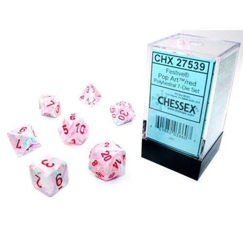 Chessex Polyhedral Festive Dice Set: Pop Art Red