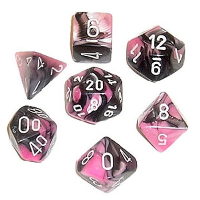 Chessex Mini Polyhedral Dice Set: Gemini Black-Pink/White