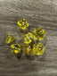 Chessex 7-Piece Polyhedral Dice Set: Translucent Yellow with White Numbers
