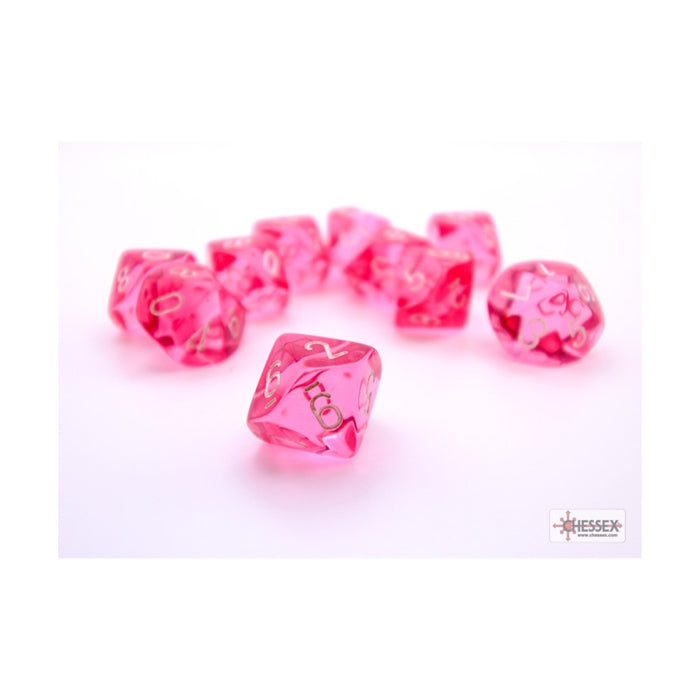 Chessex Translucent Dice: d10 Translucent Pink with White (10 Count)