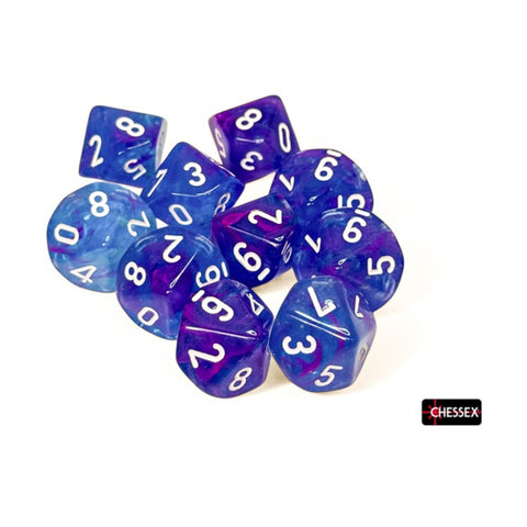 Chessex Nebula Dice: d10 Aura with White (10 Count)
