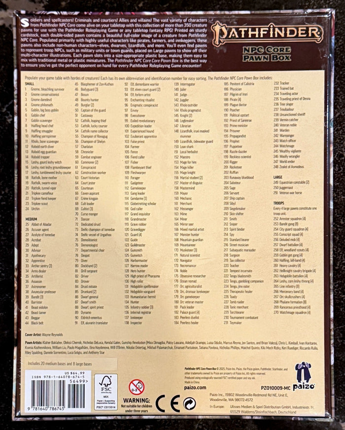 Paizo Pathfinder RPG Second Edition: NPC Core Pawn Box