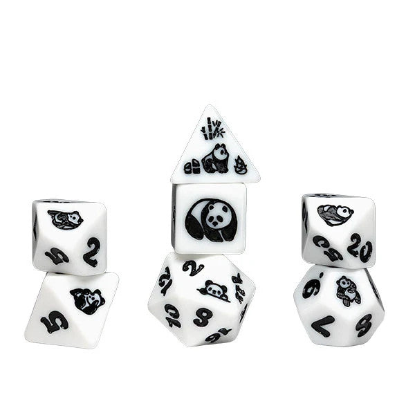 7-Die Set Animals: Moon Panda Polyhedral Dice