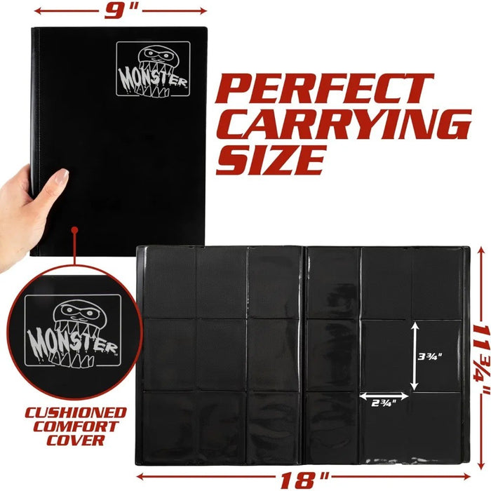 Monster Protectors Monster Binder 9-Pocket Card Album: Matte Black with White Pages (Holds 360)