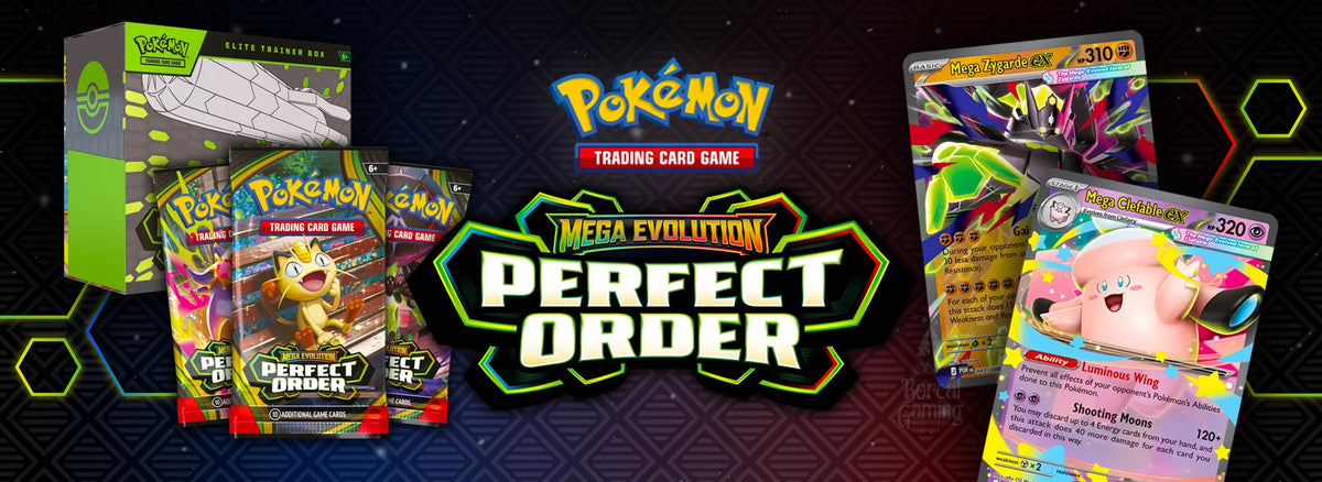 Pokémon TCG Mega Evolution: Perfect Order booster boxes, ETBs, and sealed product – Boreal Gaming Niagara